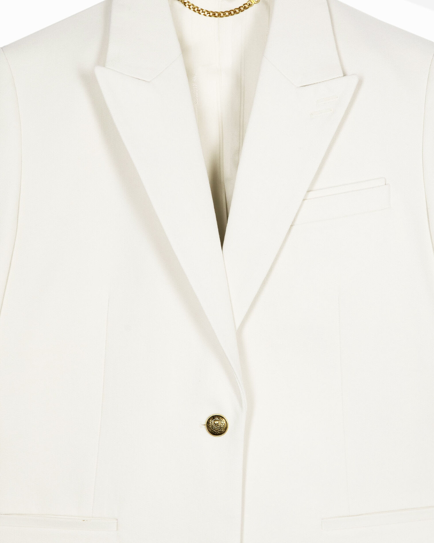 Ecru cotton suit jacket, WHITE, hi-res image number null