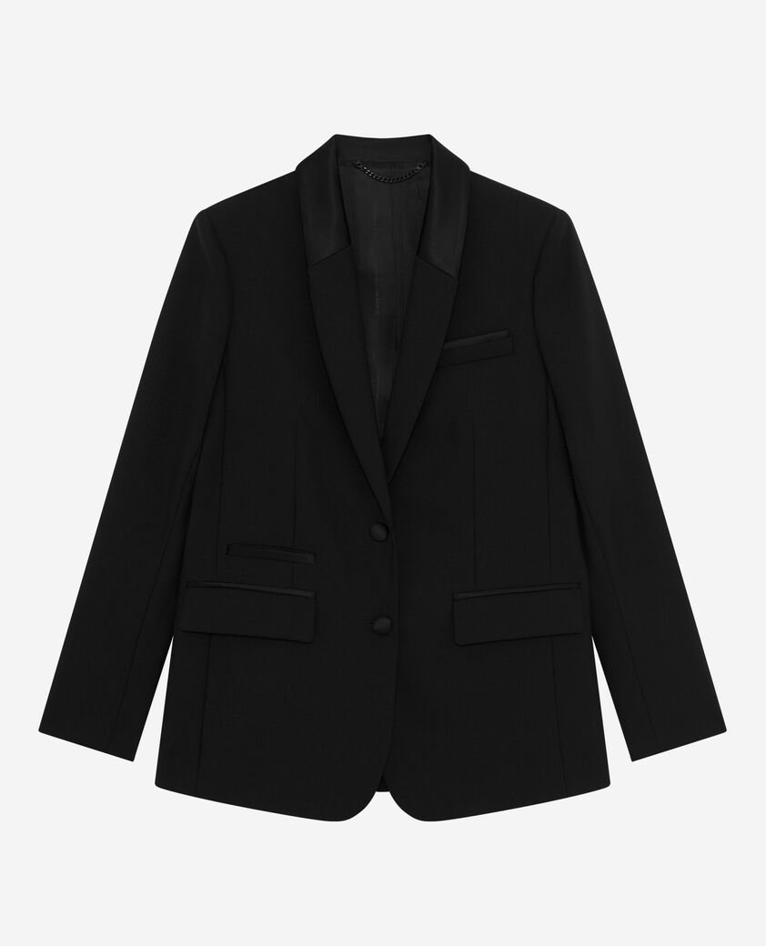 The Kooples F BLACK black satin detail suit jacket