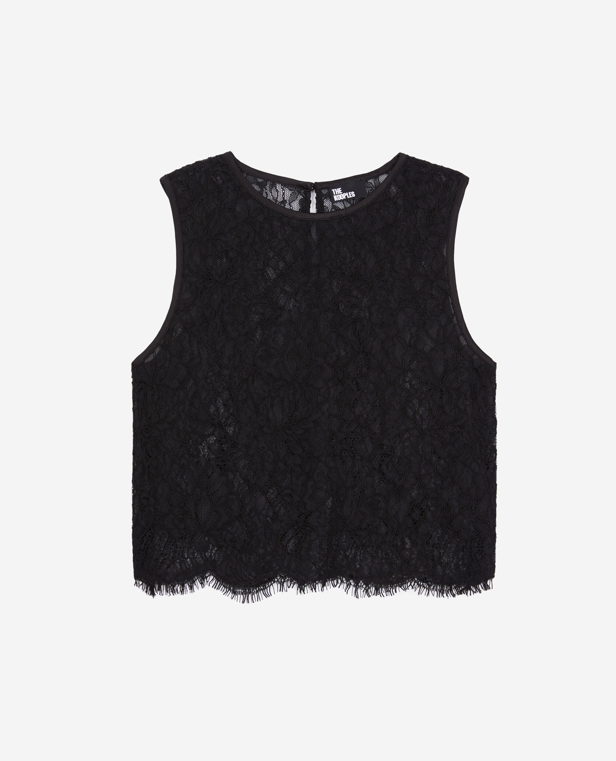 Short black lace top, BLACK, hi-res image number null