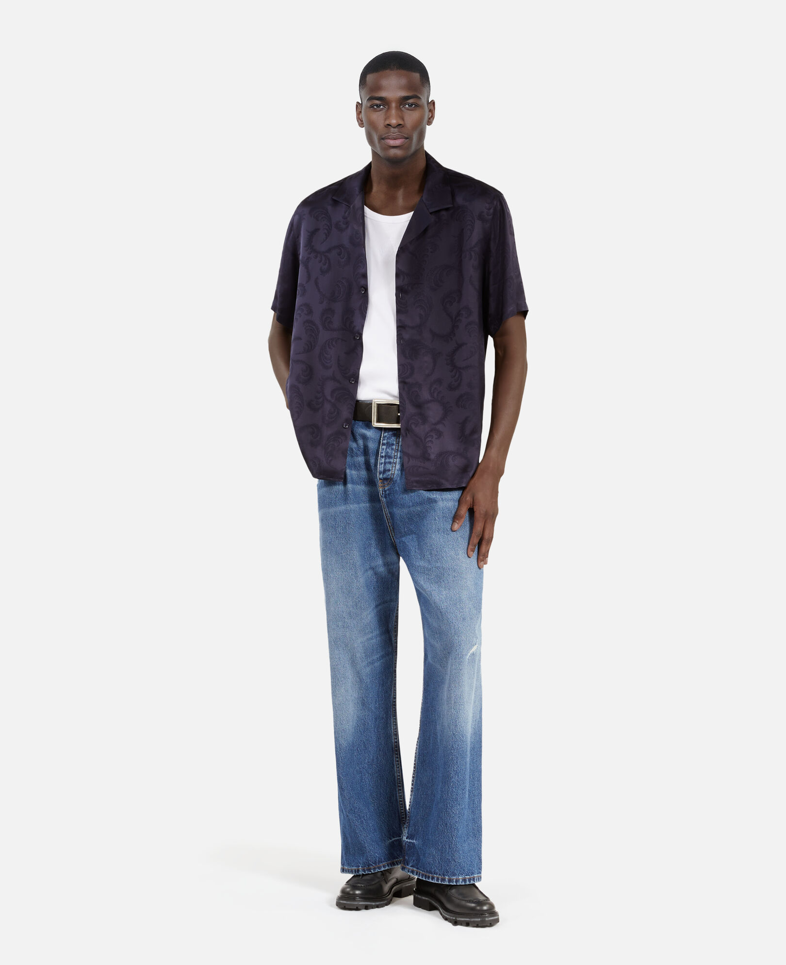The Kooples MEN NAVY short-sleeved navy shirt