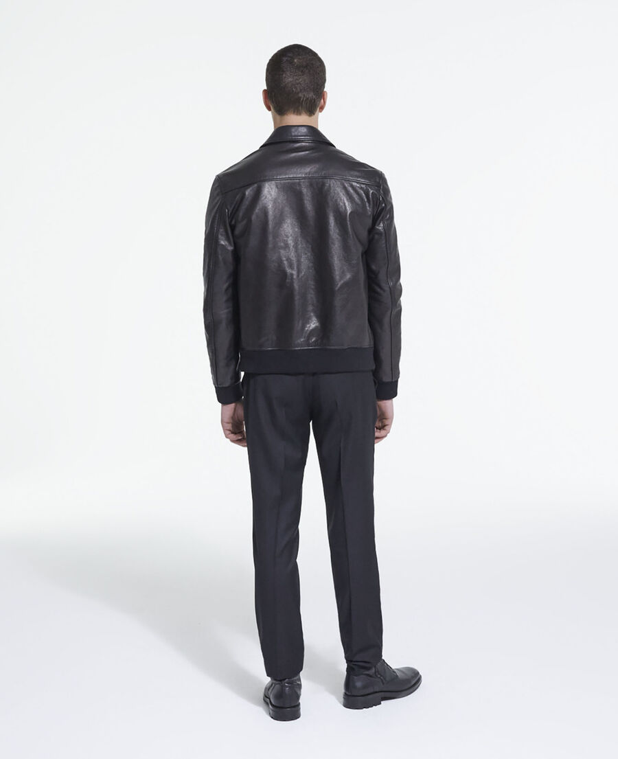 blouson en cuir noir