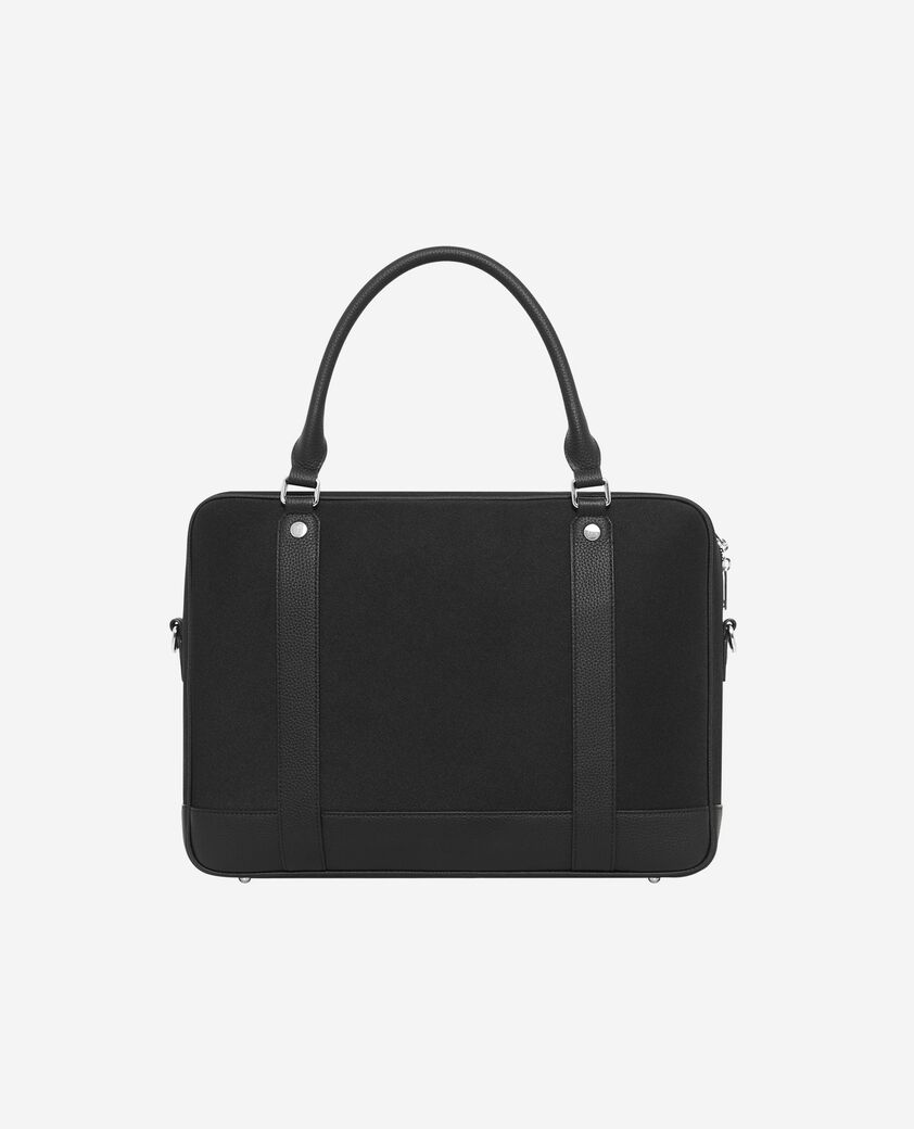 The Kooples HOMME BLACK porte-documents en canvas et cuir grainé noir