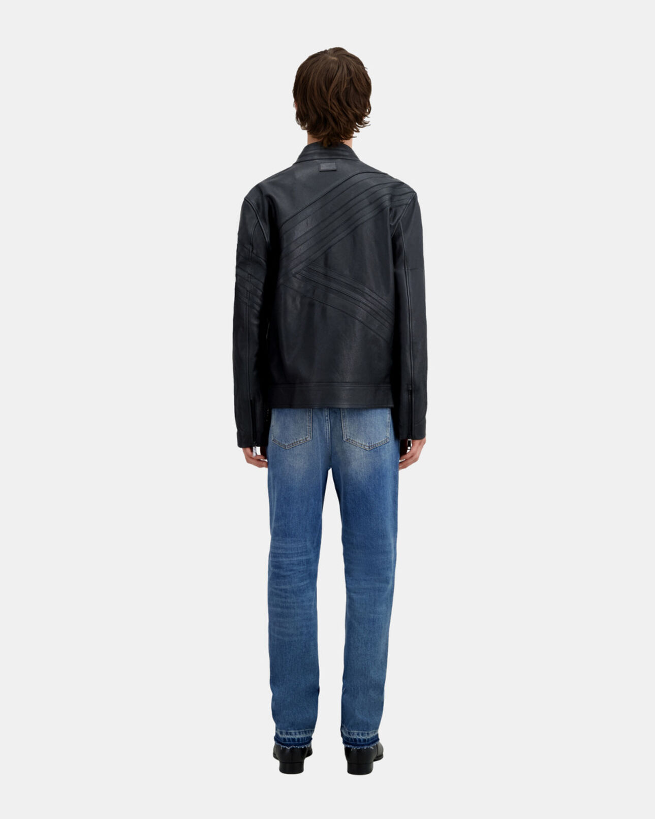 The Kooples MEN BLACK black leather biker jacket