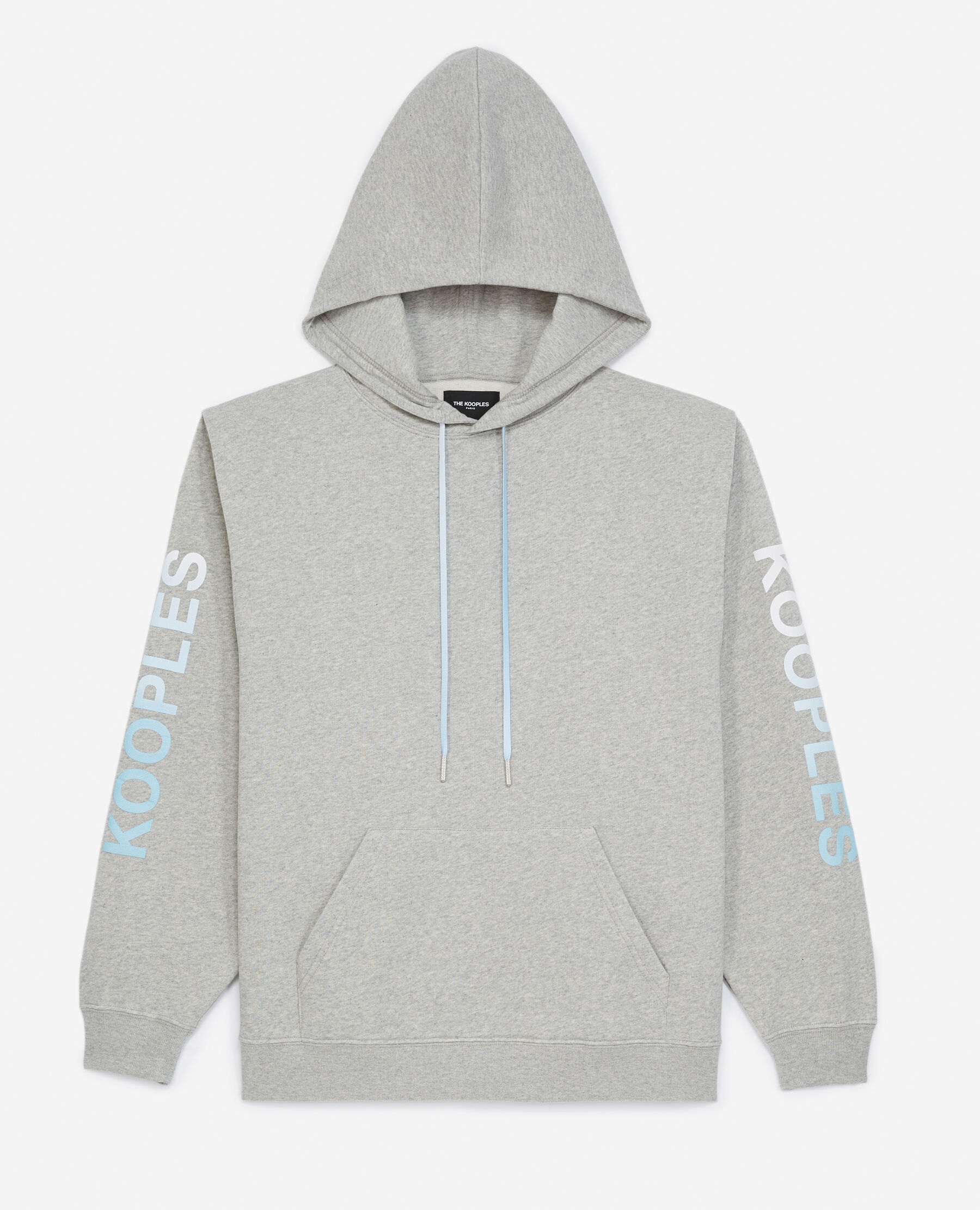 Oversized gray hoodie with tie dye logo