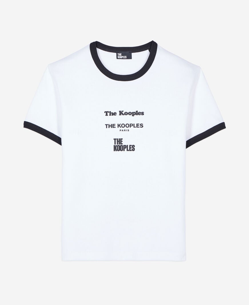 The Kooples DAMEN WHITE weißes t-shirt mit locations-siebdruck