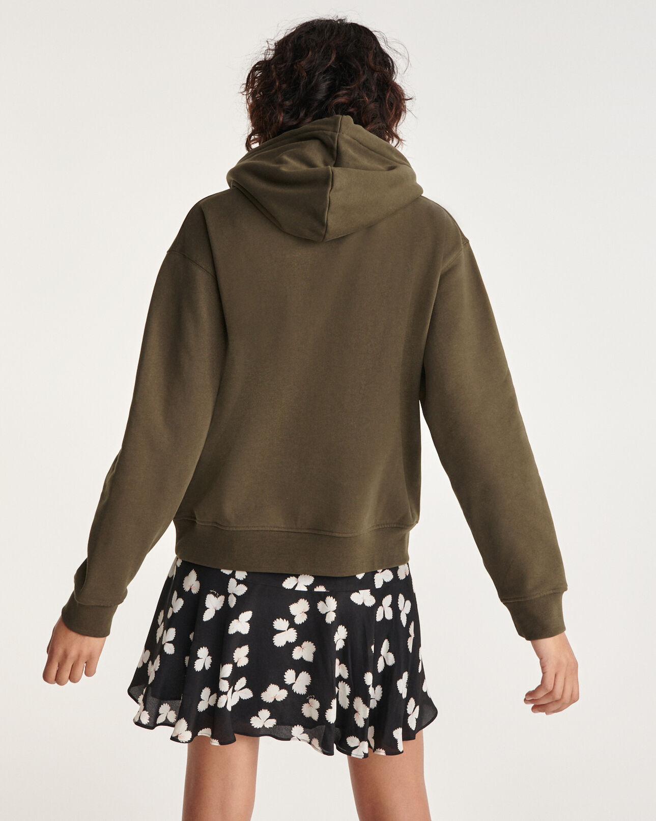 The Kooples WOMEN KAKI khaki sweatshirt with hood and rock logo