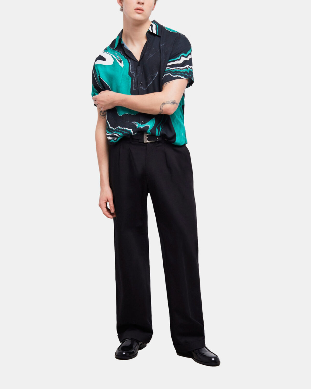 The Kooples HOMME BLACK / GREEN chemise imprimée