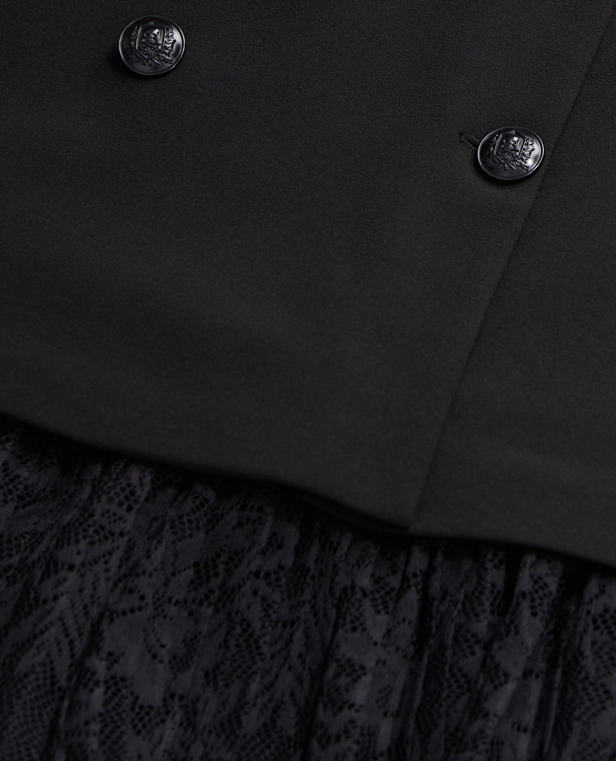Short black crepe and lace dress, BLACK, hi-res image number null