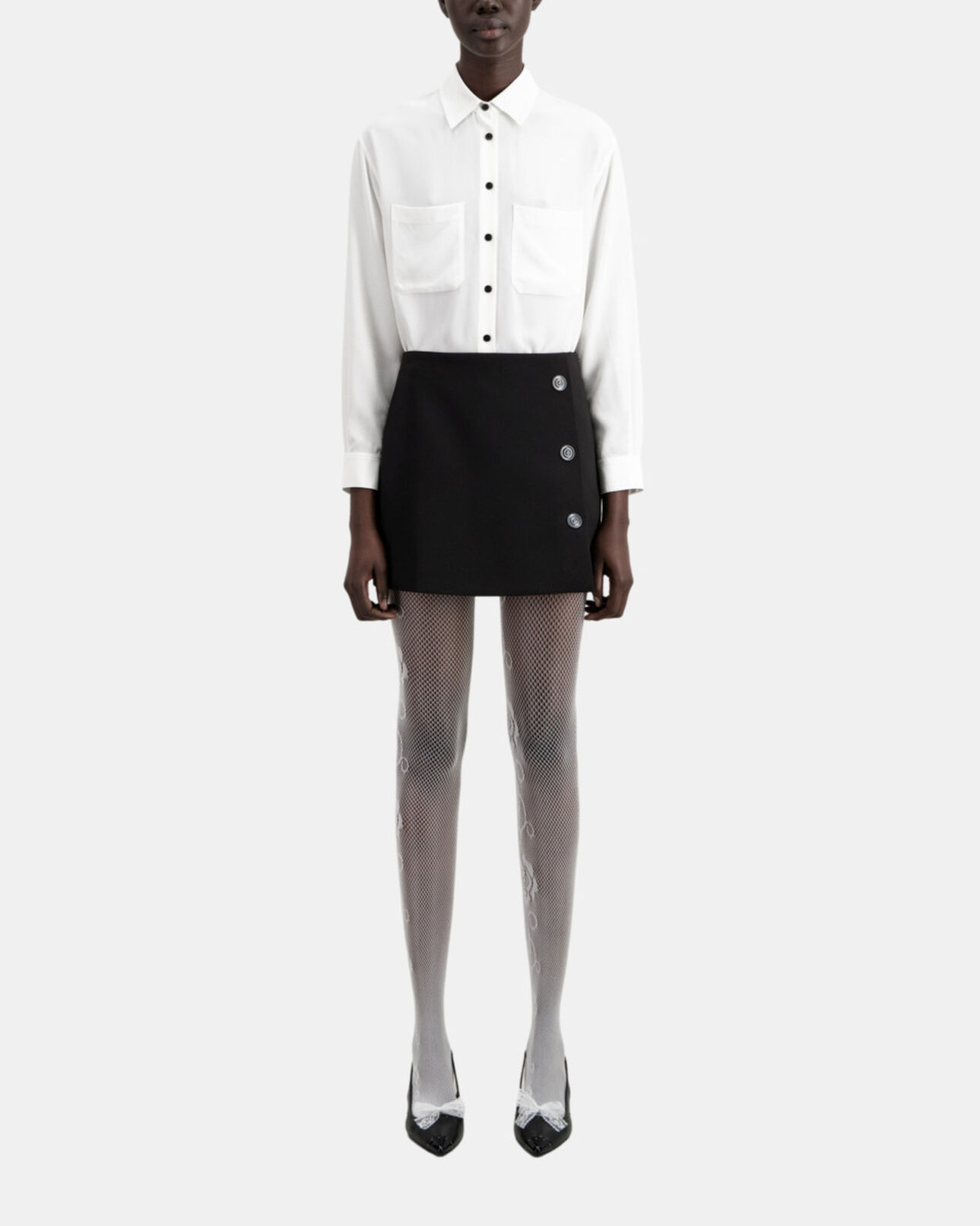 The Kooples WOMEN BLACK short black crepe skirt