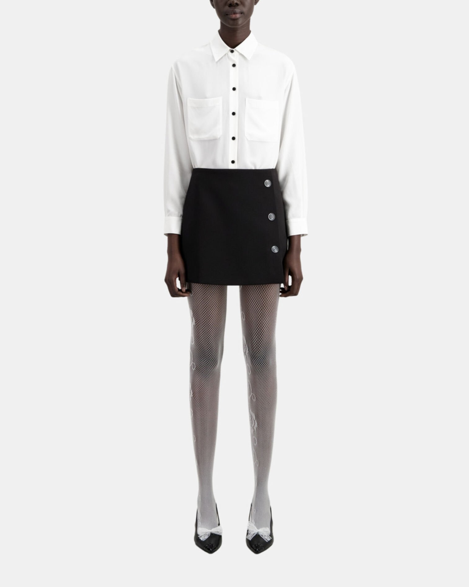 Short black crepe skirt, BLACK, hi-res image number null