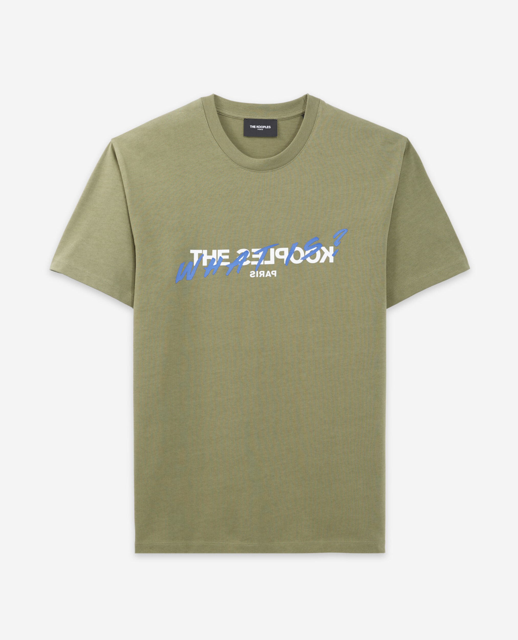 Khaki cotton T-shirt with "What is" print, KAKI, hi-res image number null