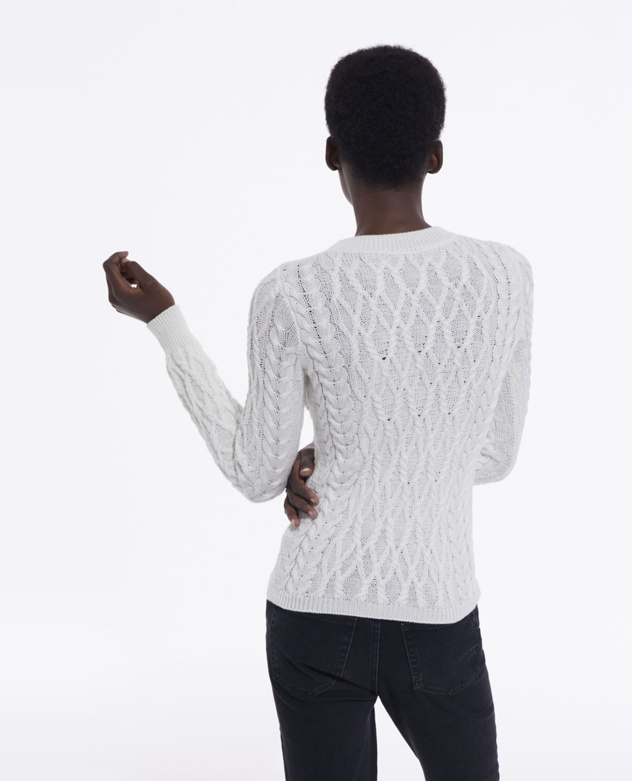Ecru wool sweater, WHITE, hi-res image number null