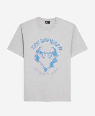 The Kooples H GREY MELANGE light grey t-shirt with skull heart serigraphy