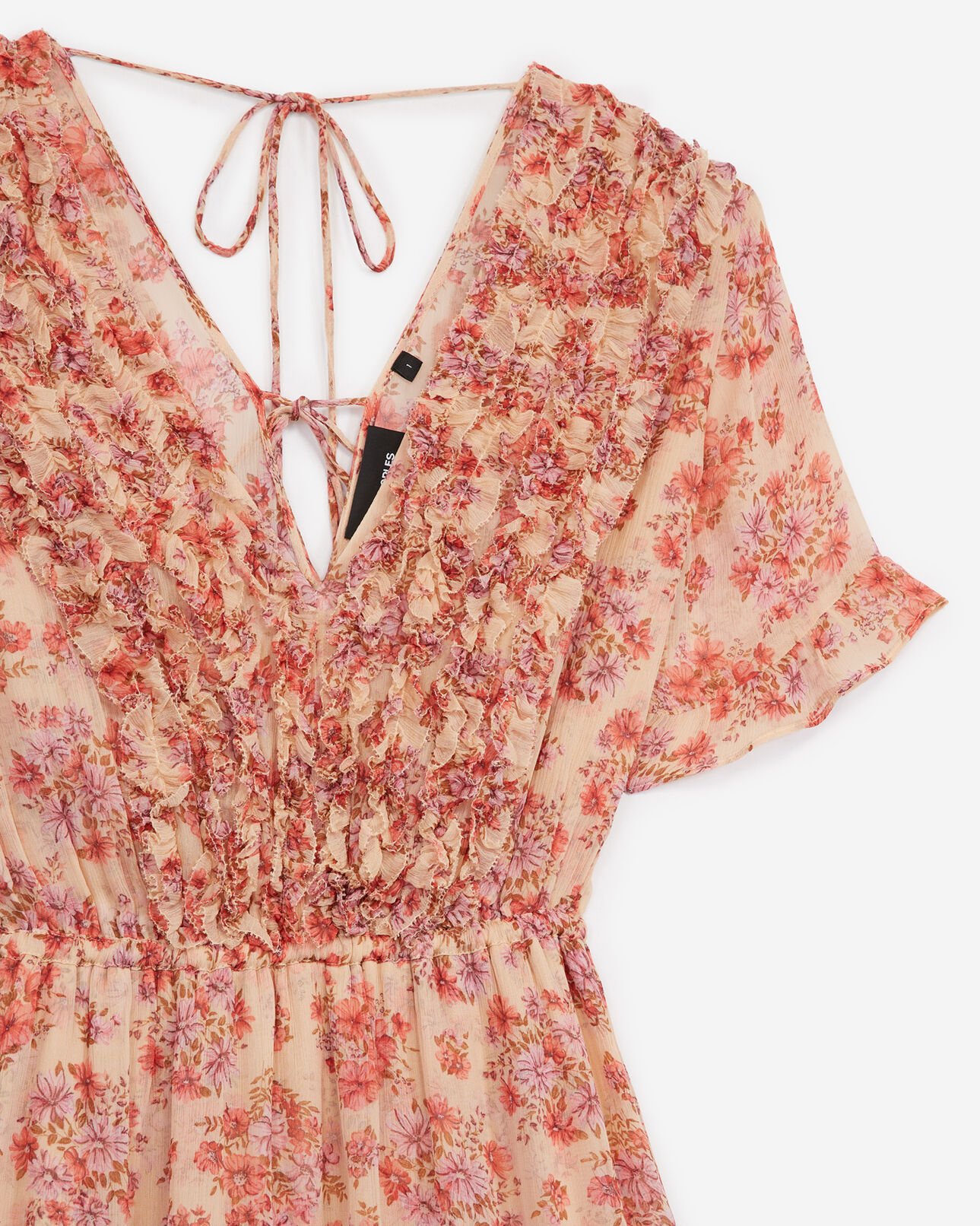 The Kooples FEMME LIGHT PINK robe longue imprimé rose à volants