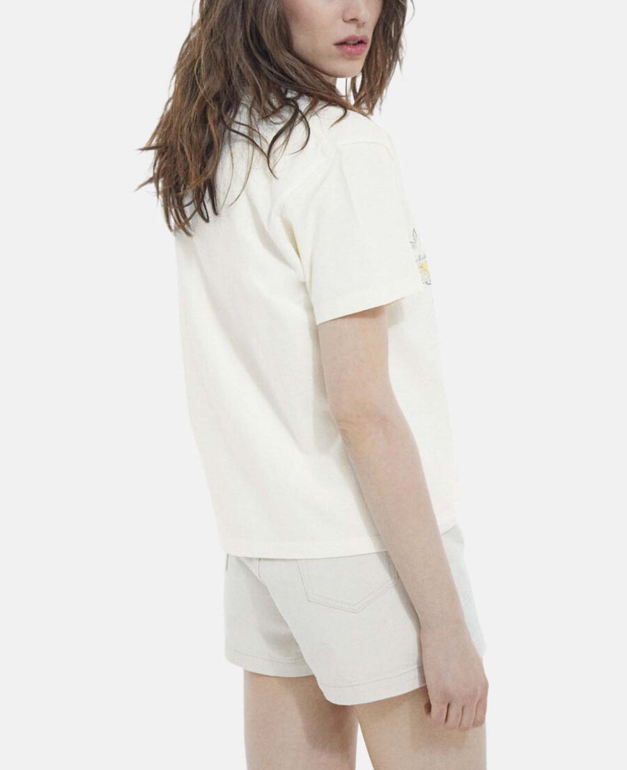 ecru cotton t-shirt with eagle print