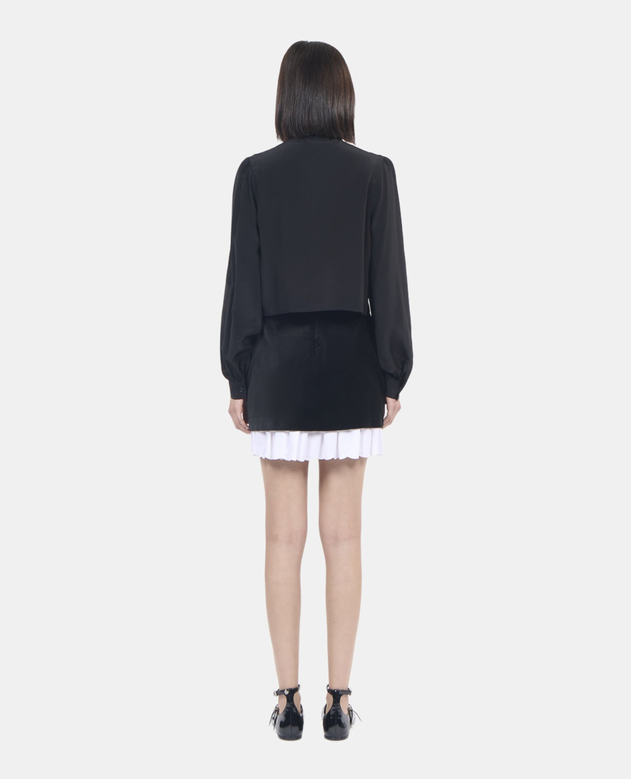 Short black silk shirt, BLACK, hi-res image number null