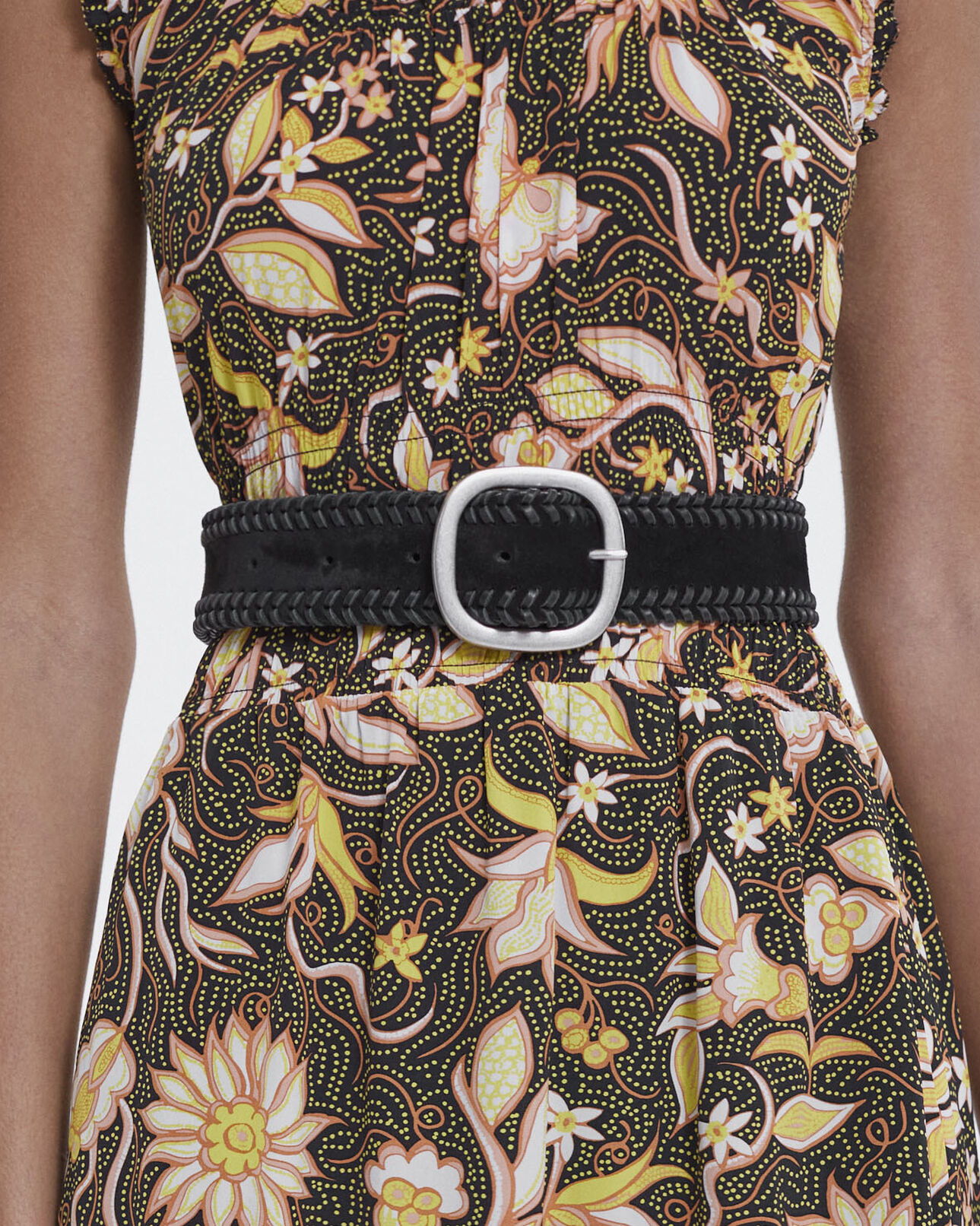 The Kooples WOMEN BLACK women’s leather belt w/ braided details