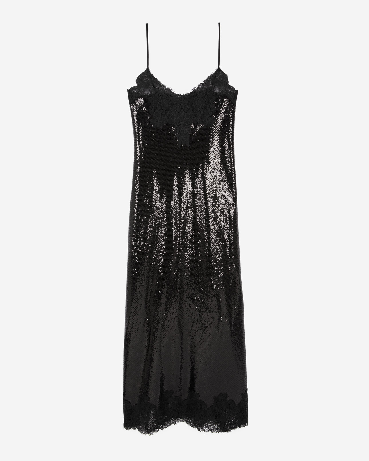 The Kooples WOMEN BLACK black sequinned long babydoll dress