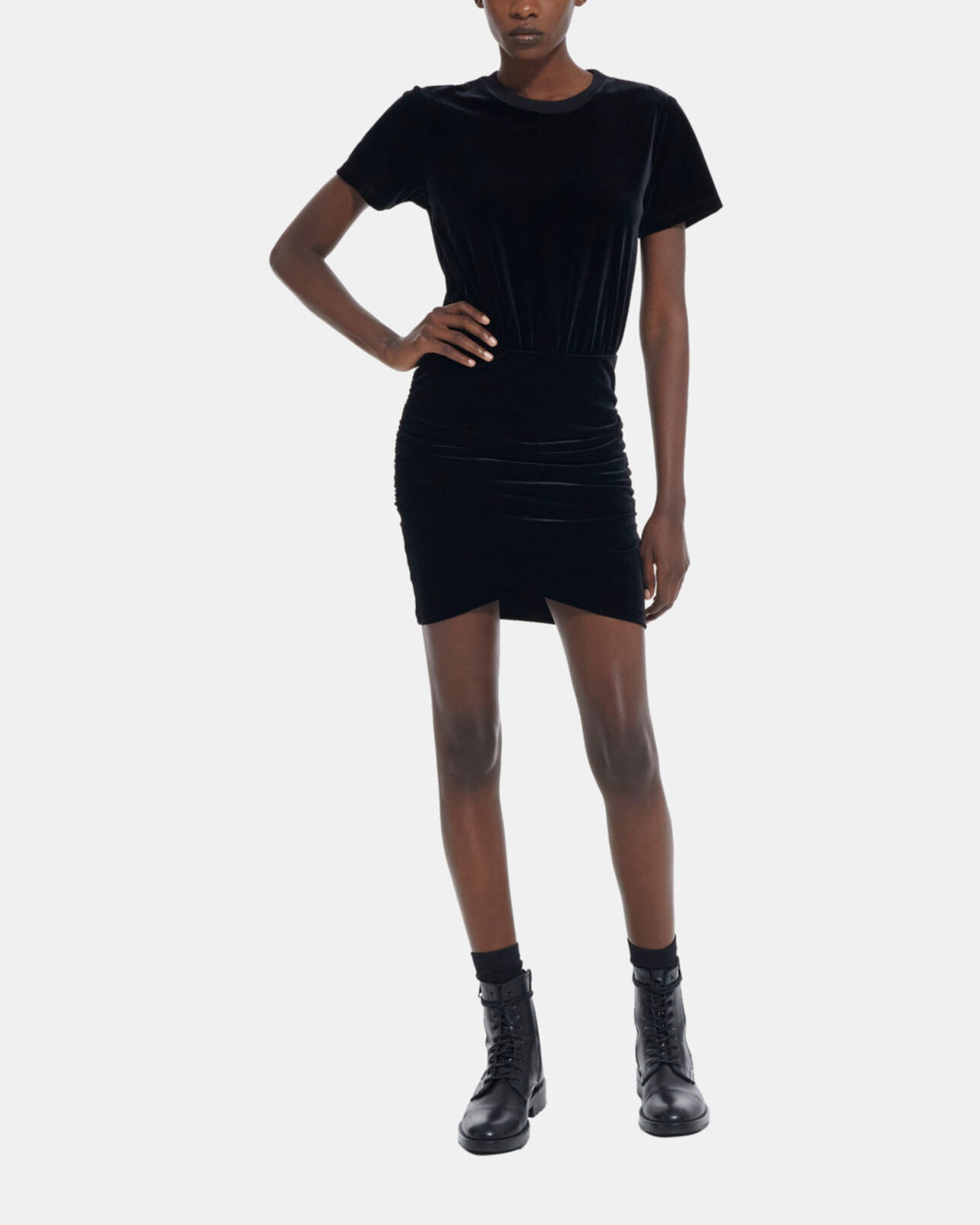 The Kooples WOMEN BLACK short black velvet dress
