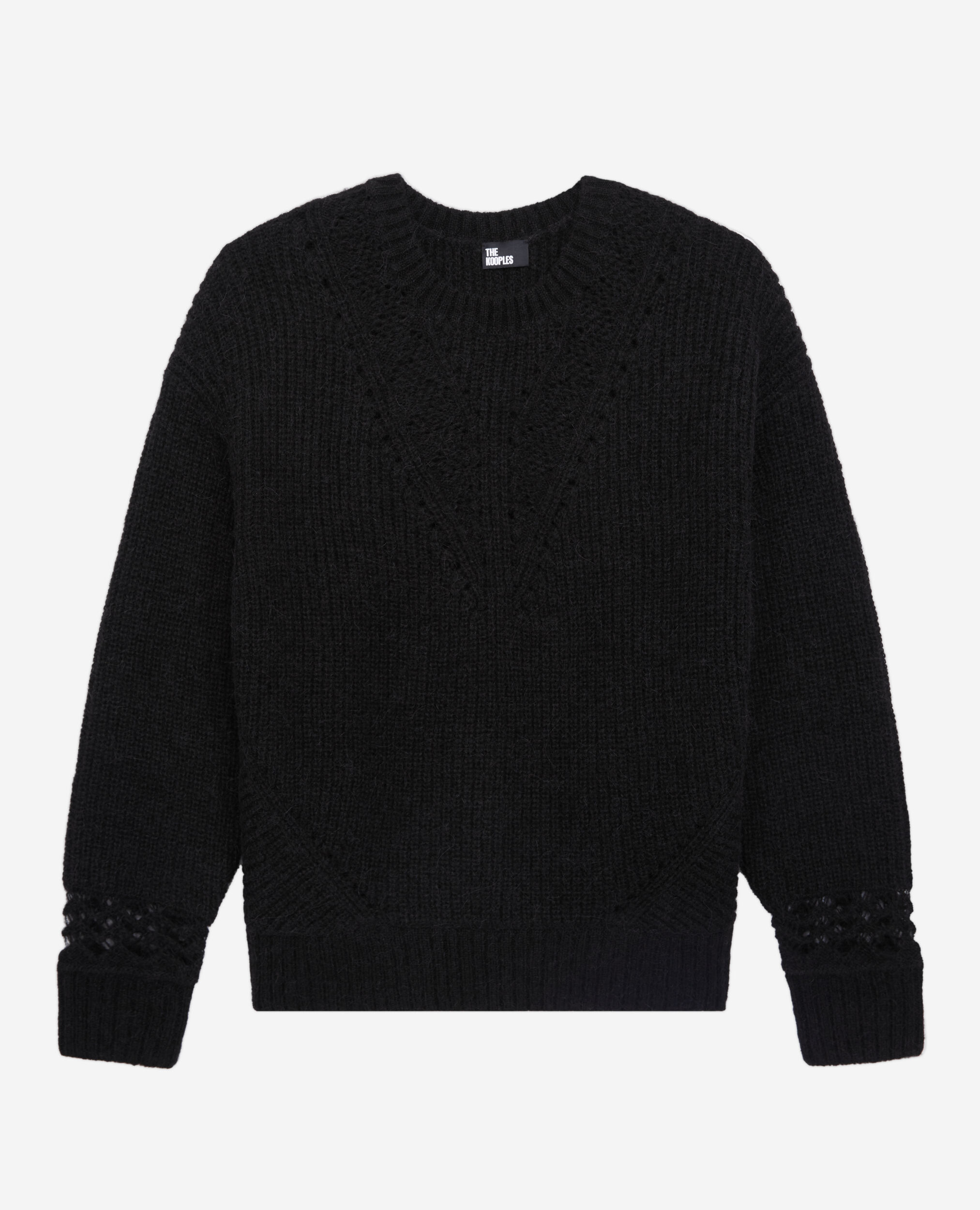 Black wool-blend sweater, BLACK, hi-res image number null