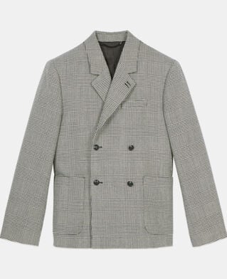 The Kooples MEN BLACK WHITE black and white houndstooth wool suit jacket
