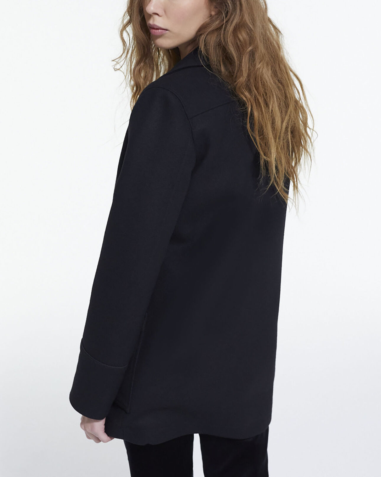 The Kooples WOMEN BLACK wool coat with leopard lining