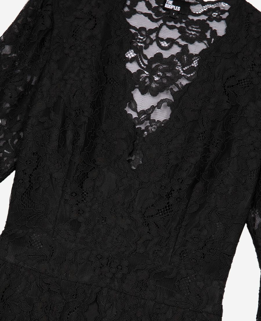 The Kooples WOMEN BLACK short dress with flared sleeves in black lace