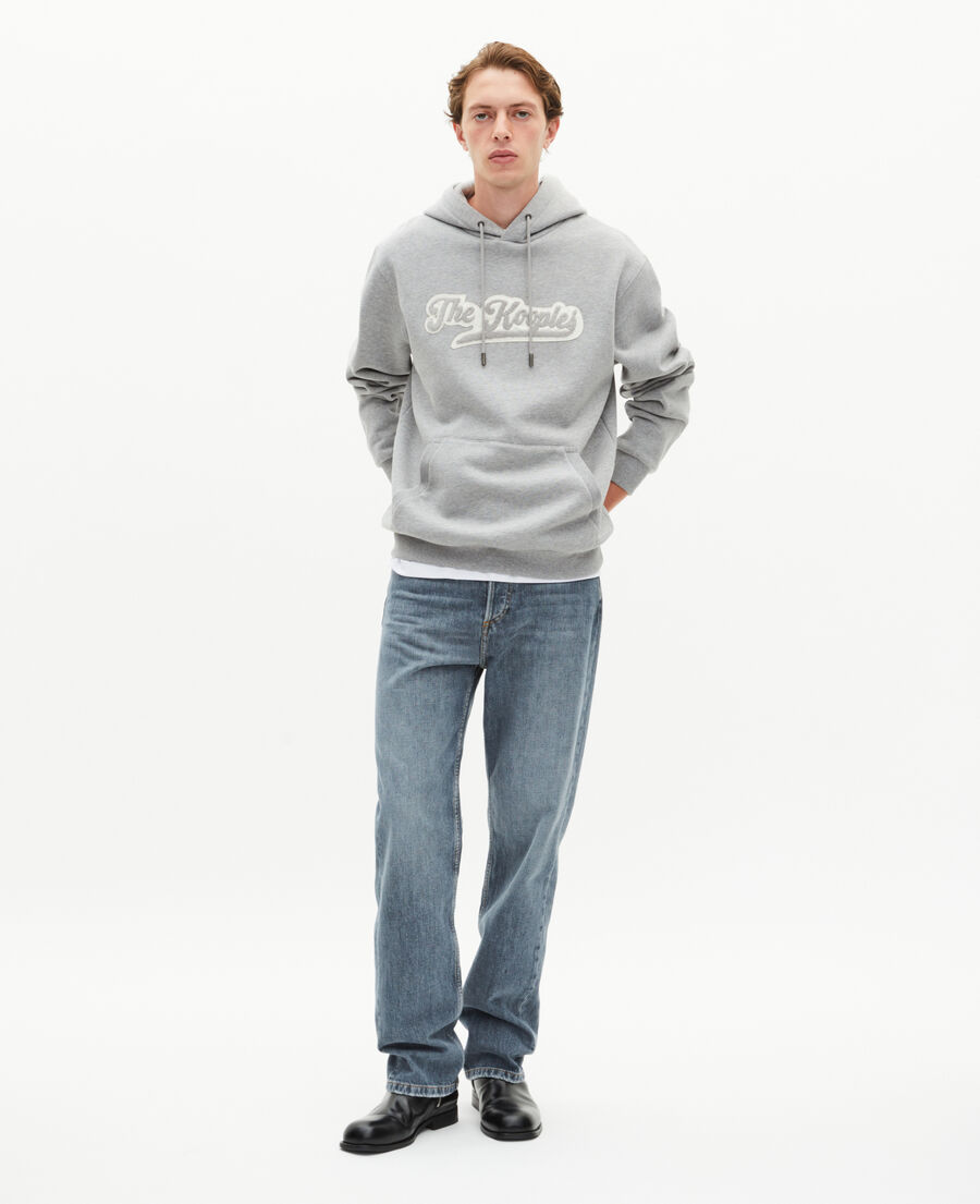 The Kooples MEN GREY MELANGE hooded sweatshirt with grey patch