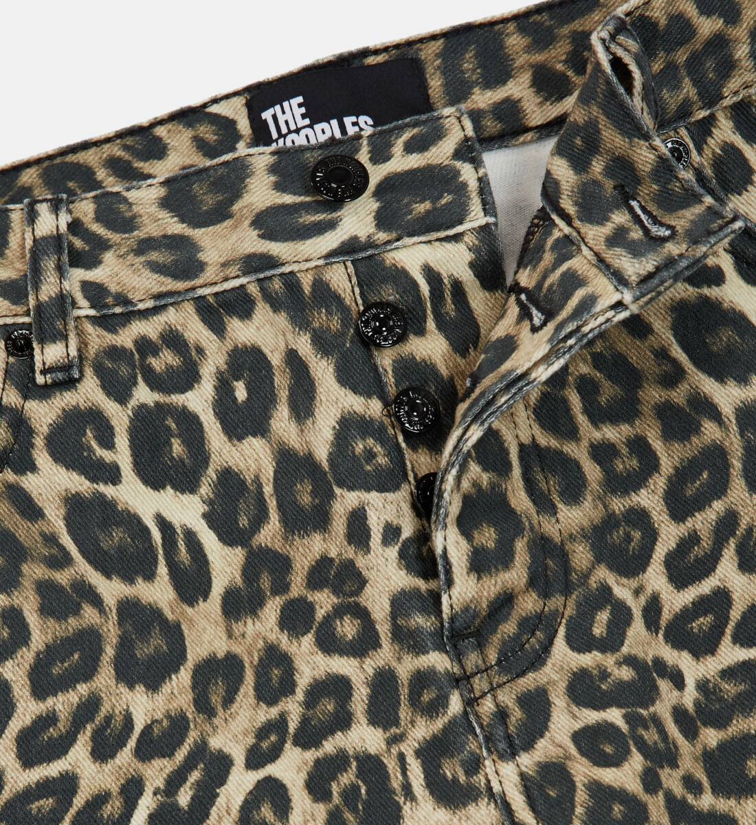 Leopard print straight-cut jeans