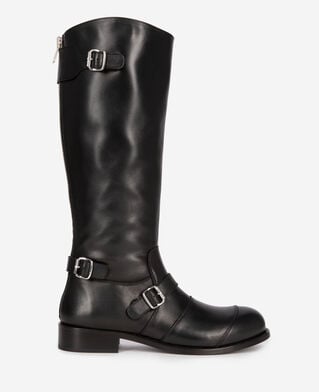 The Kooples FEMME BLACK bottes à boucles en cuir noir