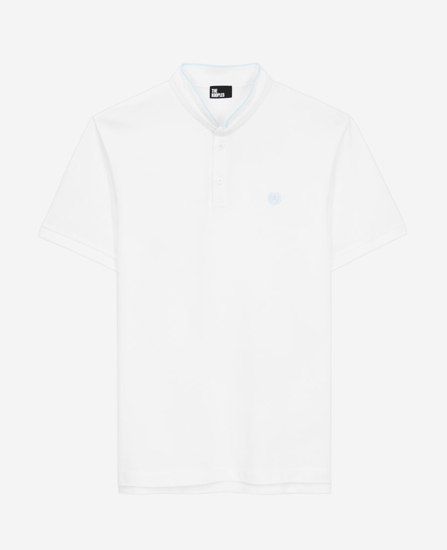 The Kooples HOMME WHITE / DUCK BLUE polo blanc en coton