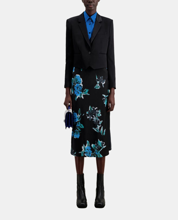 short black satin blazer