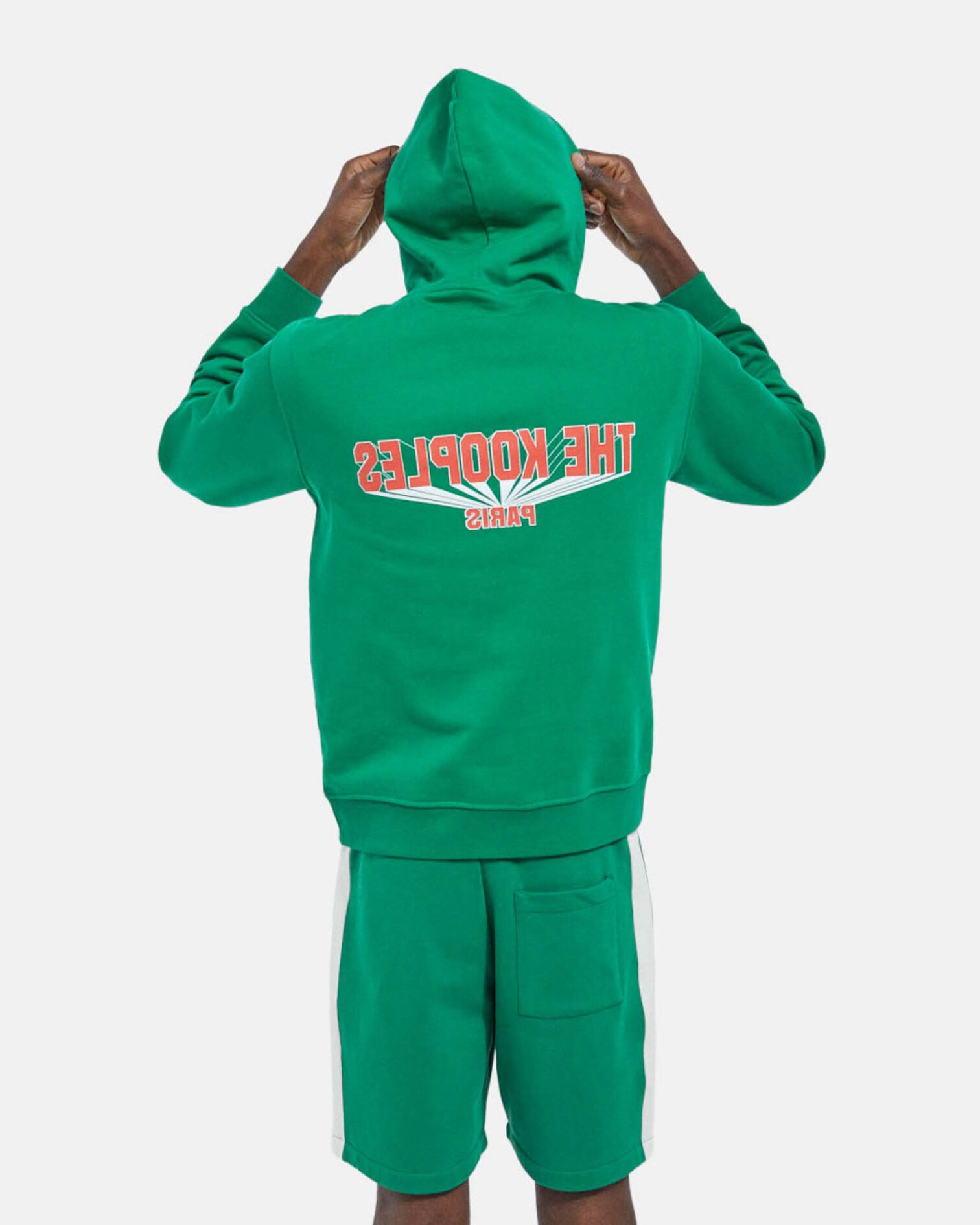 Sweat vert imprimé logo contrasté capuche, GREEN, hi-res image number null