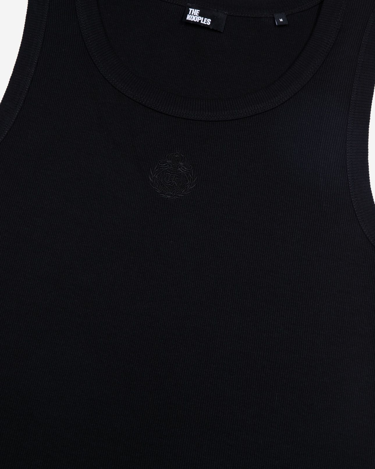 The Kooples MEN BLACK WASHED tank top with black coat-of-arms embroidery