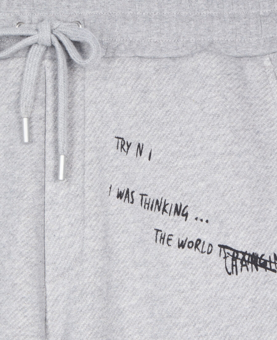 The Kooples MEN STONE GREY handwritten serigraphy tracksuit trousers