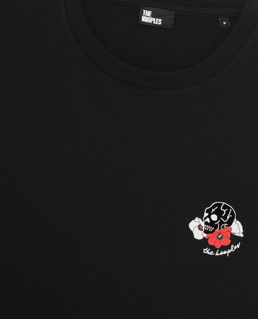The Kooples MEN BLACK t-shirt with black skull flocking