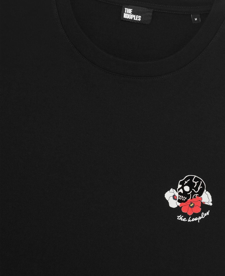 The Kooples HOMME BLACK t-shirt avec flocage t&ecirc;te de mort noir