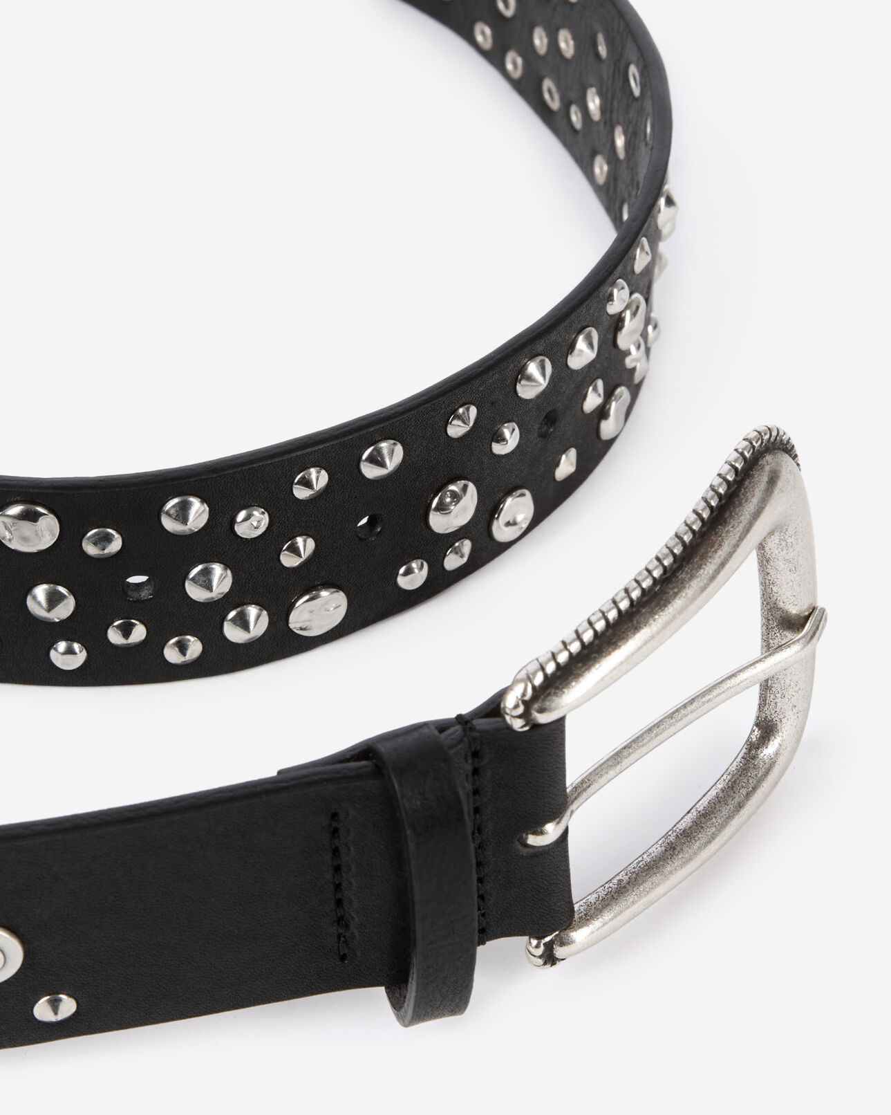 The Kooples WOMEN BLACK black leather belt with studs