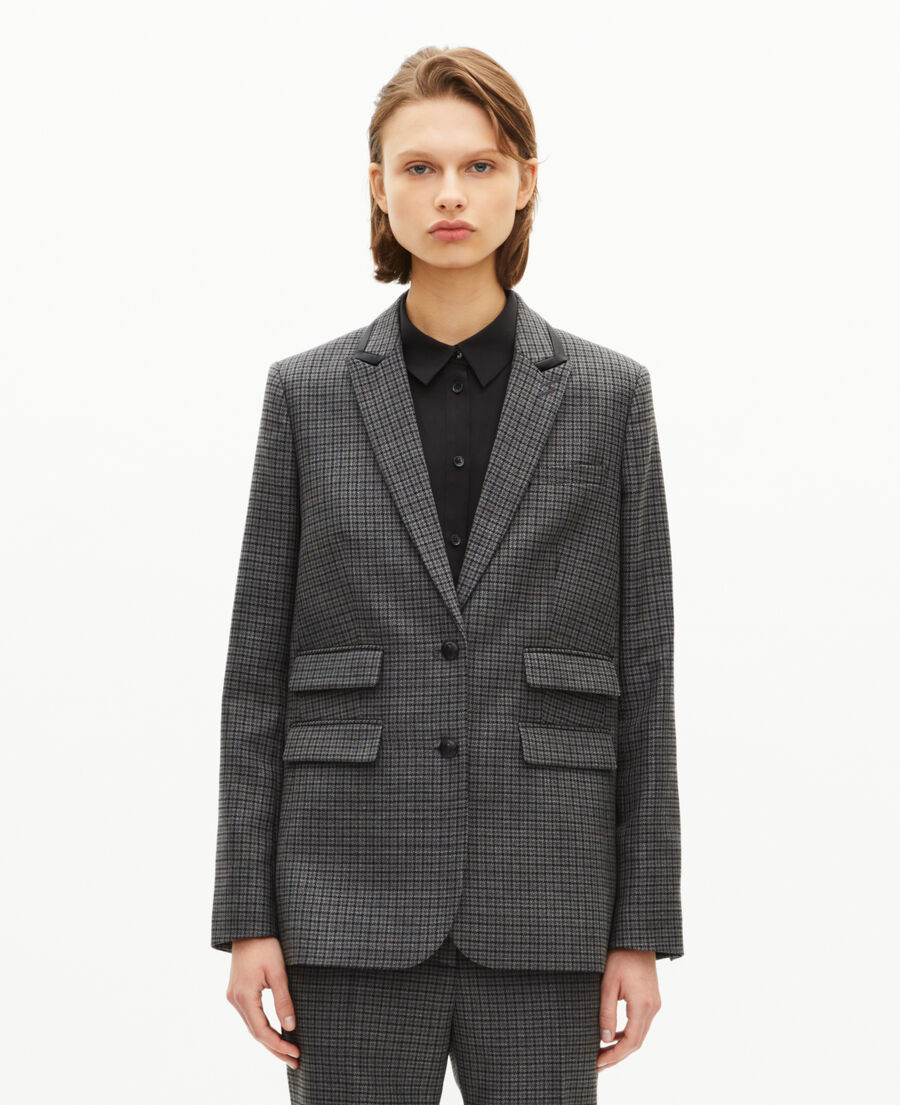 The Kooples FEMME BLACK veste tailleur en pied de puce noir et gris