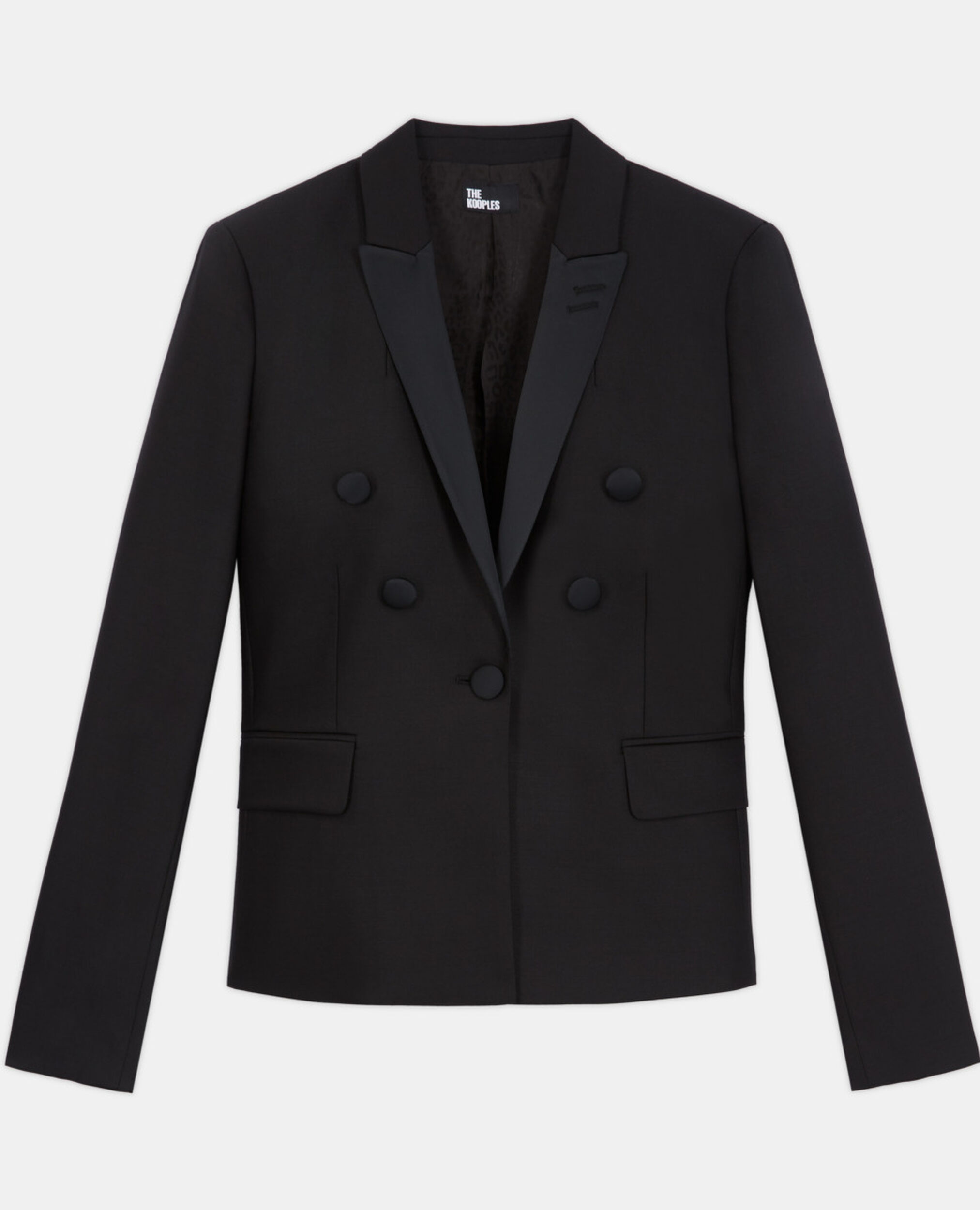 Black wool suit jacket, BLACK, hi-res image number null