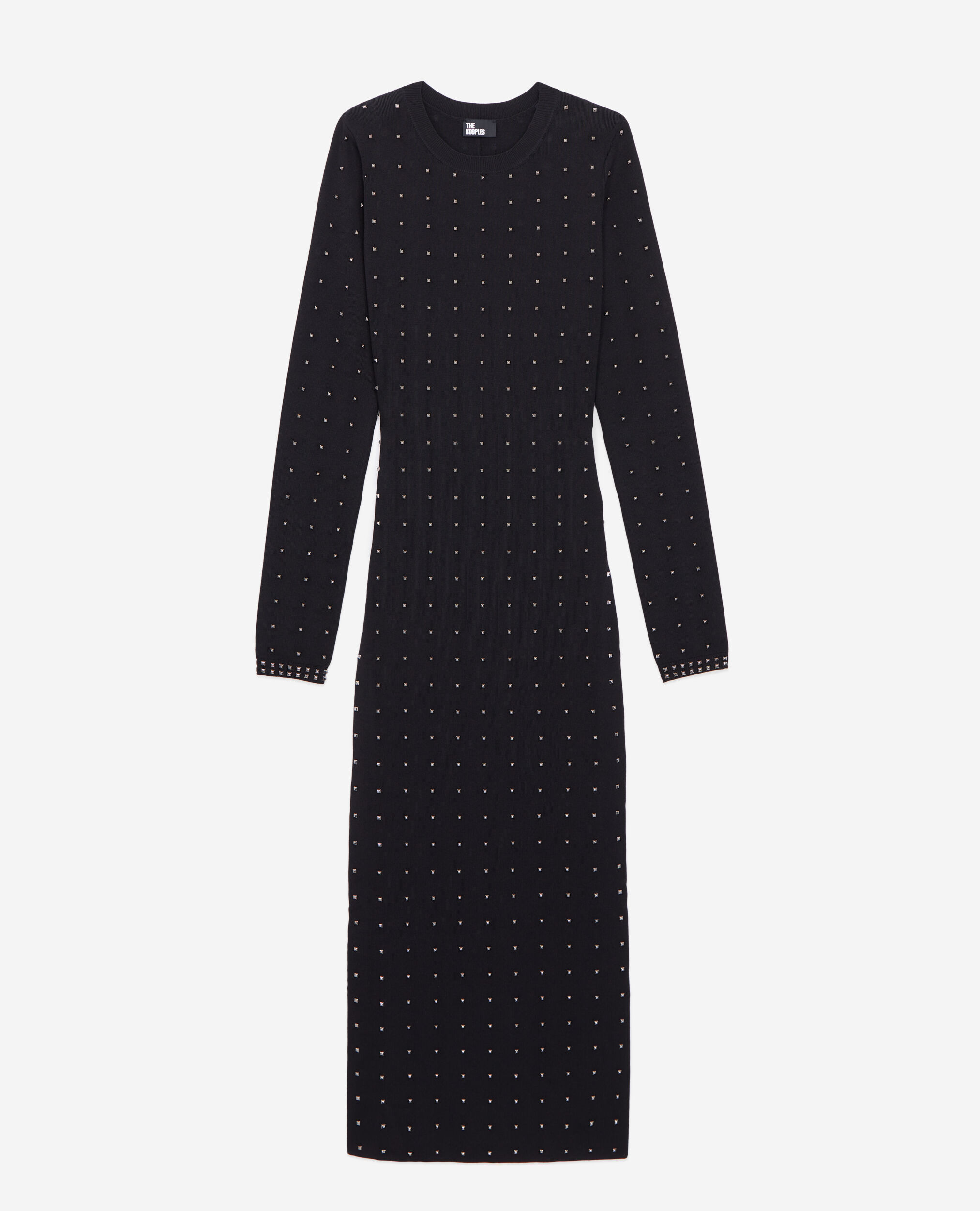 Robe noire longue avec spikes, BLACK, hi-res image number null