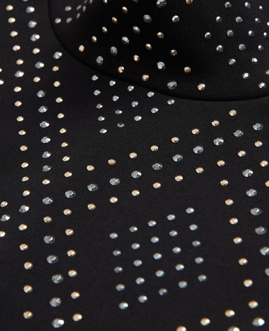 top à strass noir
