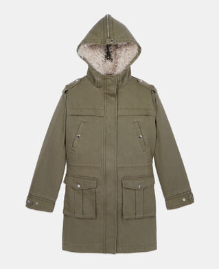 The Kooples WOMEN OLIVE NIGHT khaki hooded parka