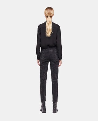 The Kooples WOMEN BLACK WASHED logo black slim-fit jeans with rhinestones