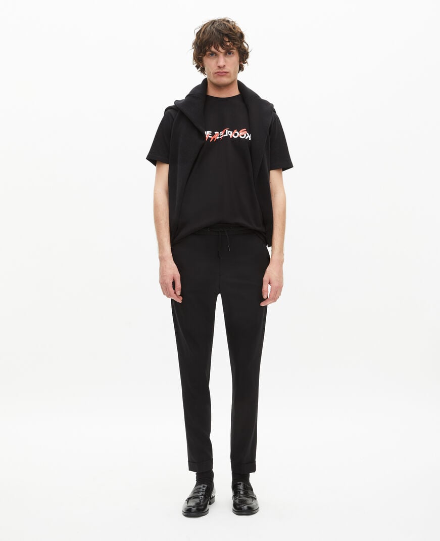 The Kooples MEN BLACK black straight-cut wool pants 