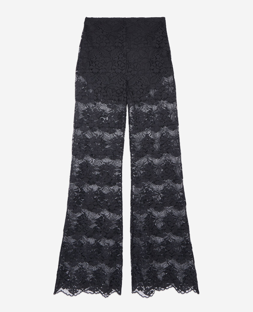 The Kooples FEMME BLACK pantalon flare en dentelle noir