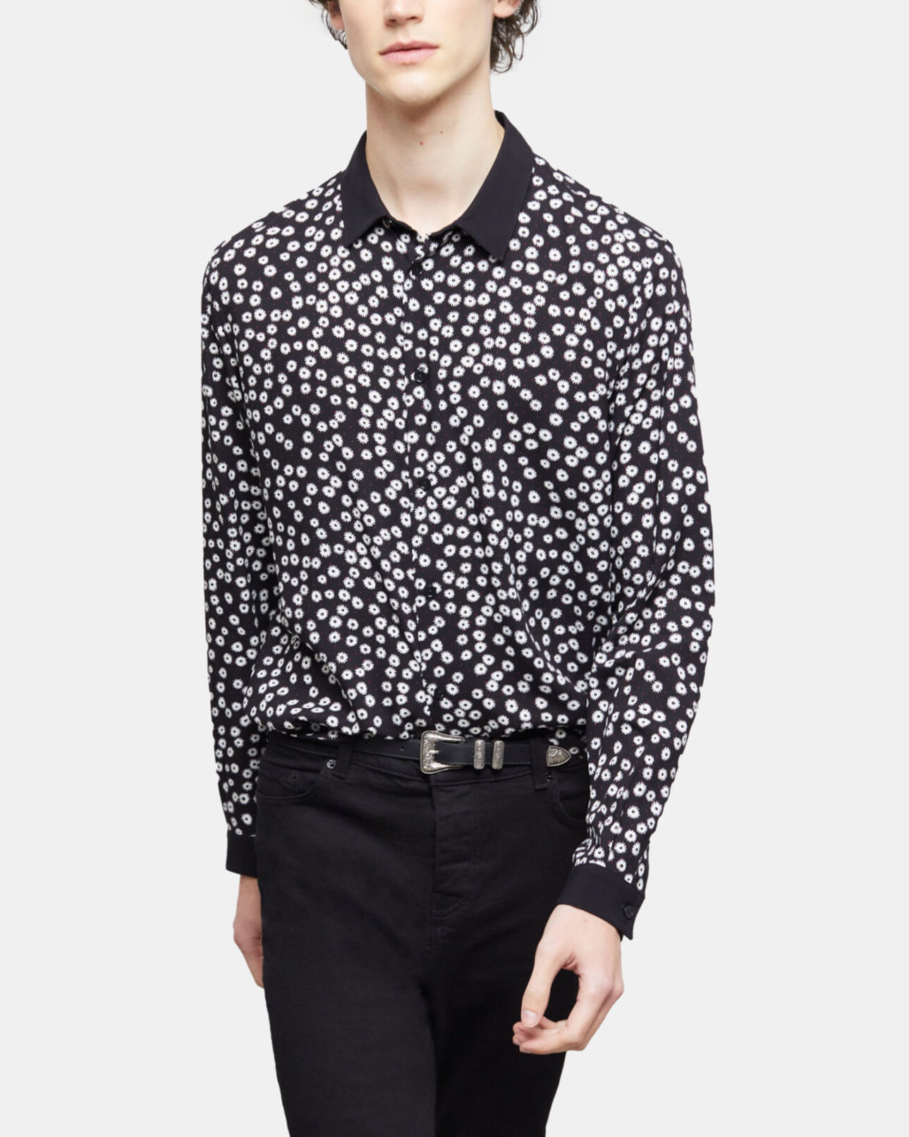 The Kooples HOMME BLACK WHITE chemise col classique imprimée