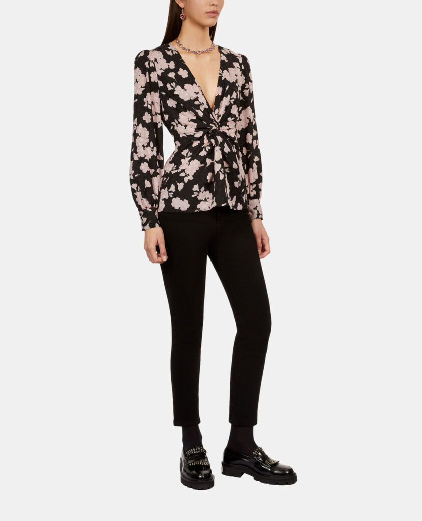 The Kooples FEMME BLACK / PINK top imprimé avec drapé