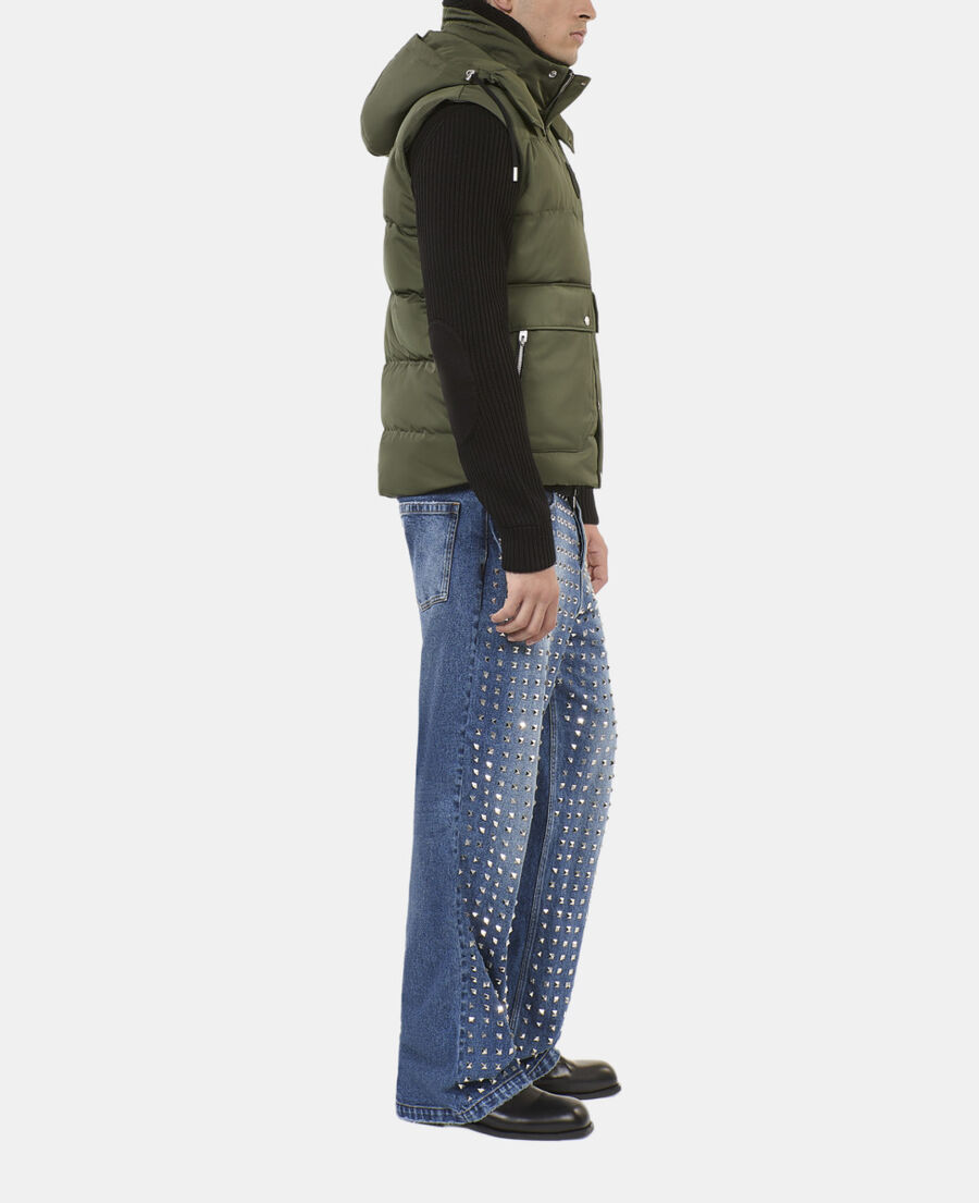 The Kooples MEN OLIVE khaki sleeveless down jacket