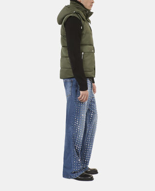 The Kooples MEN OLIVE khaki sleeveless down jacket